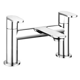 Barbaro Chrome Twin Lever Deck Mounted Bath Filler Tap