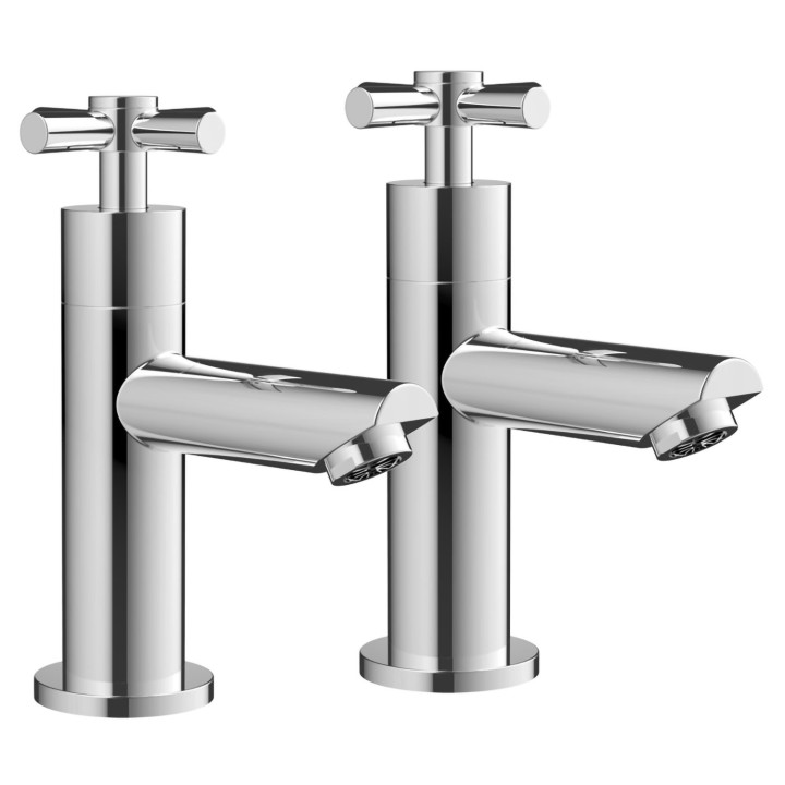 Mordred Chrome Traditional Cross Head Hot & Cold Deck Mounted Bath Taps