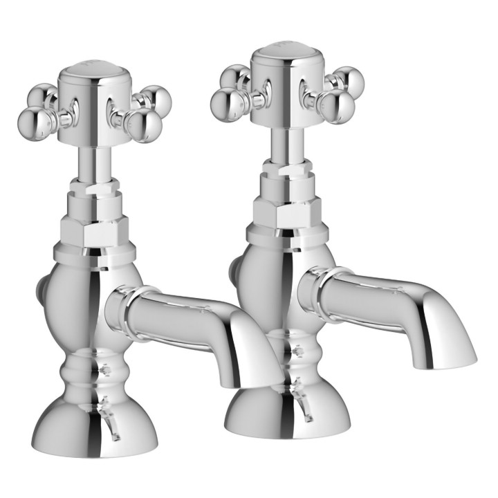 Justify Chrome Hot & Cold Basin Pillar Taps