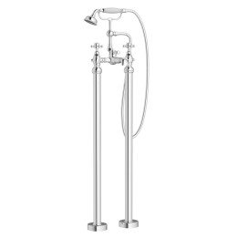 Justify Chrome Traditional Freestanding Twin Lever Bath/Shower Mixer & Hand Shower