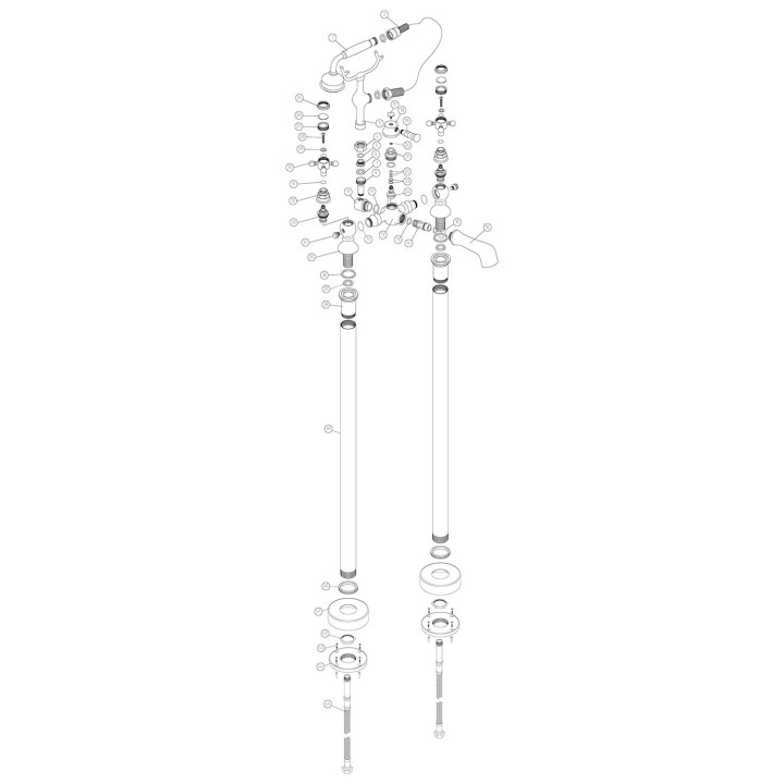 Justify Chrome Traditional Freestanding Twin Lever Bath/Shower Mixer & Hand Shower