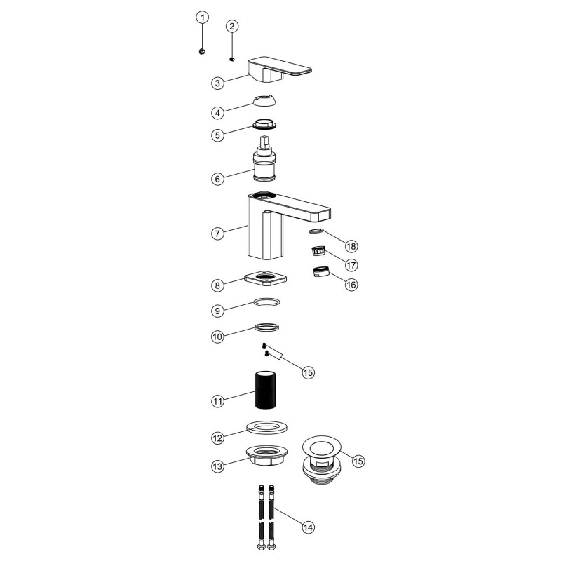 Aldaniti Basin Mixer With Click-Clack Waste - Chrome