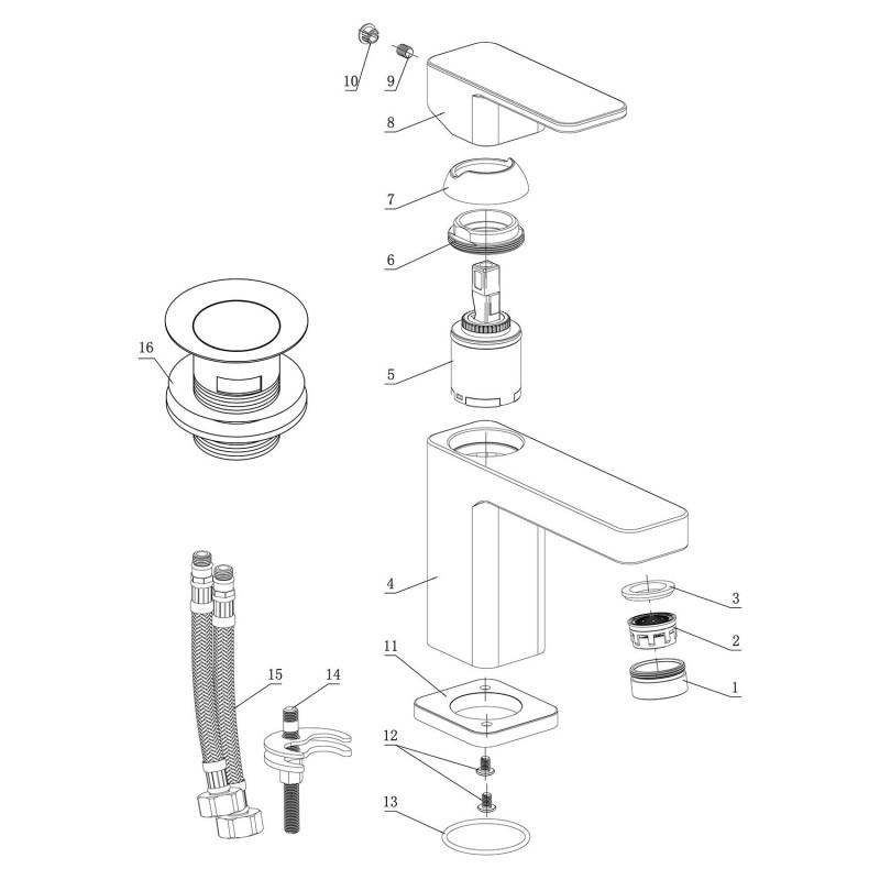 Aldaniti Cloakroom Basin Mixer With Click-Clack Waste - Chrome