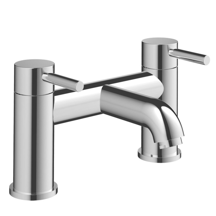 Winx Chrome Twin Lever Deck Mounted Bath Filler Tap