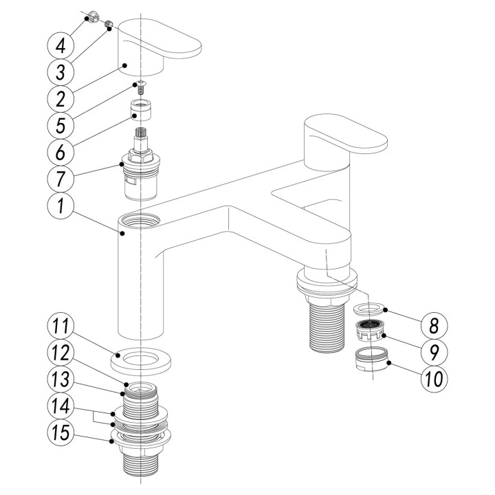 Citation Chrome Twin Lever Deck Mounted Bath Filler Tap