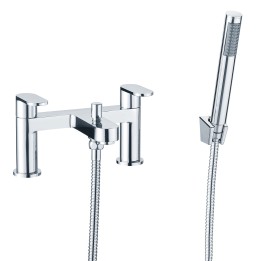 Citation Twin Lever Chrome Deck Mounted Bath/Shower Mixer with Hand Shower & Parking Bracket