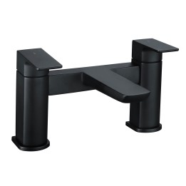 Marengo Matt Black Twin Lever Deck Mounted Bath Filler Tap