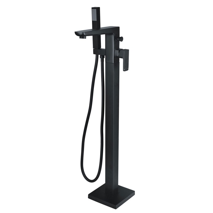 Marengo Matt Black Freestanding Single Lever Bath/Shower Mixer & Hand Shower