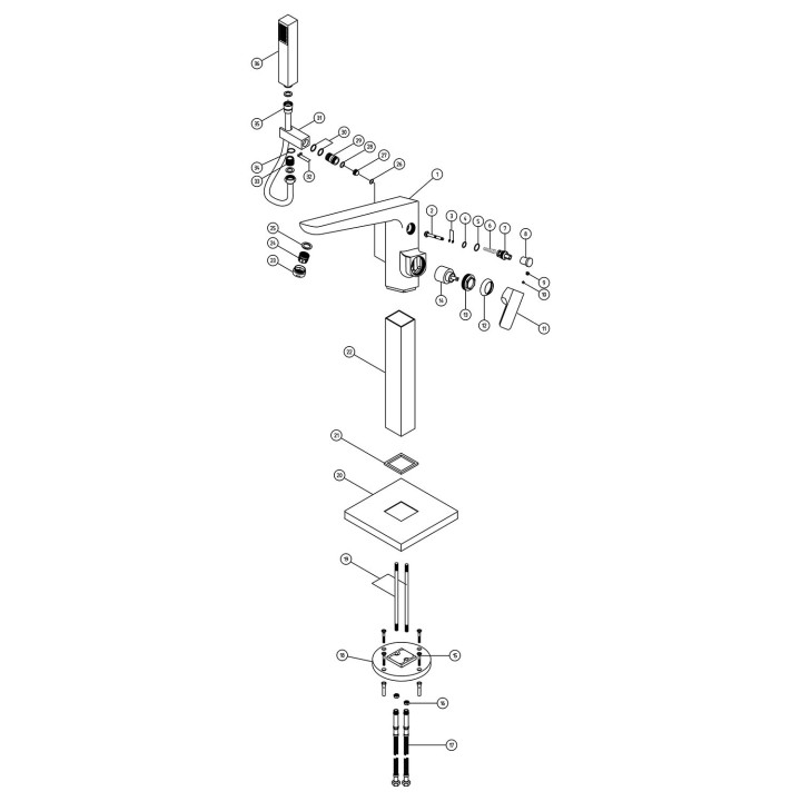 Marengo Matt Black Freestanding Single Lever Bath/Shower Mixer & Hand Shower