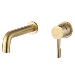 Winx 155mm Mono Wall Mounted Basin Tap - Brushed Brass