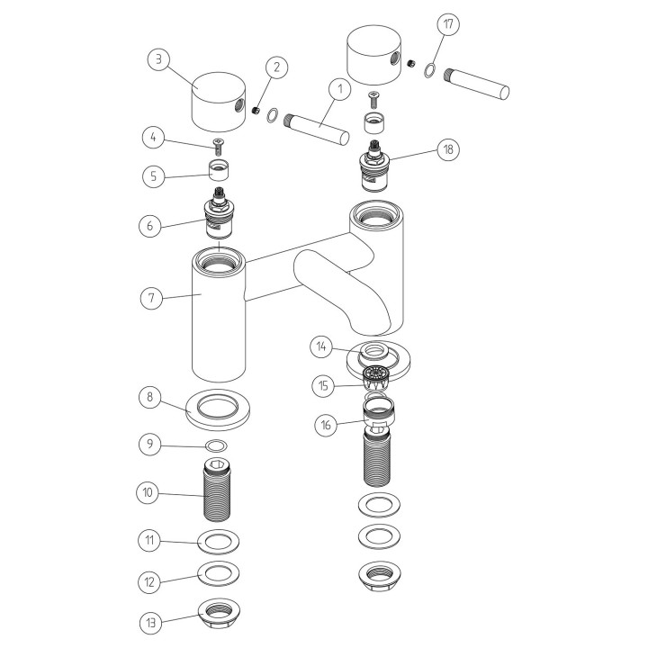 Winx Brushed Brass Twin Lever Deck Mounted Bath Filler Tap