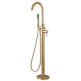 Winx Brushed Brass Freestanding Single Lever Bath/Shower Mixer & Hand Shower