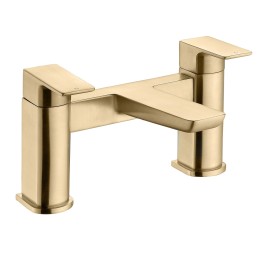 Marengo Brushed Brass Twin Lever Deck Mounted Bath Filler Tap