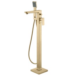 Marengo Brushed Brass Freestanding Single Lever Bath/Shower Mixer & Hand Shower