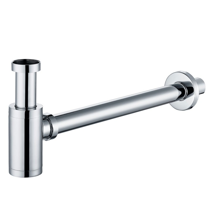 Chrome Modern Bottle Trap Including Extension & Flange