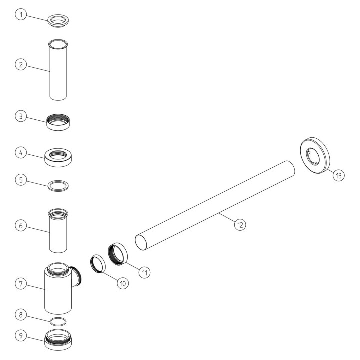 Chrome Modern Bottle Trap Including Extension & Flange