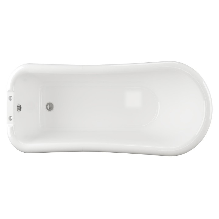 Cortina Freestanding Single Ended Traditional Bath with Chrome Feet - 1530mm(l) x 670mm(w) x 760mm(h) - 2 Tap Holes