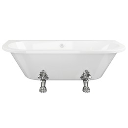 Sonata Freestanding Back To Wall Double Ended Traditional Bath with Chrome Feet - 1700mm(l) x 800mm(w) x 600mm(h) - 2 Tap Holes