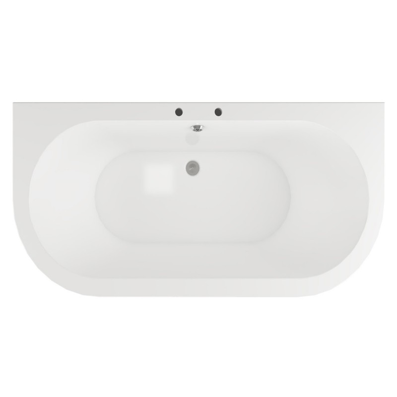 Sonata Freestanding Back To Wall 1700mm(l) x 800mm(w) x 600mm(h) 2 Tap Hole Bath With Feet - White