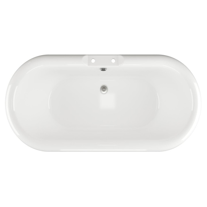 Rondo Freestanding Double Ended Traditional Bath with Chrome Feet - 1690mm(l) x 740mm(w) x 620mm(h) 2 Tap Holes