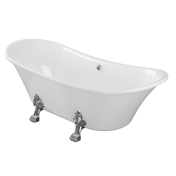 Vitara Freestanding Double Ended Traditional Bath with Chrome Feet - 1760mm(l) x 710mm(w) x 775mm(h)