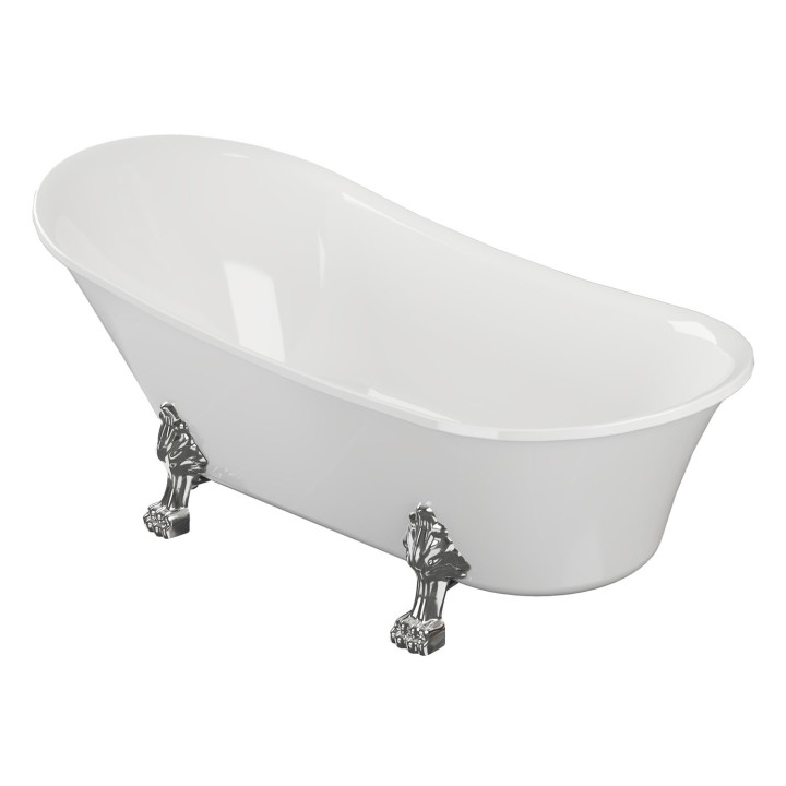 Sigmo Freestanding Single Ended Traditional Bath with Chrome Feet -1620mm(l) x 700mm(w) x 770mm(h)