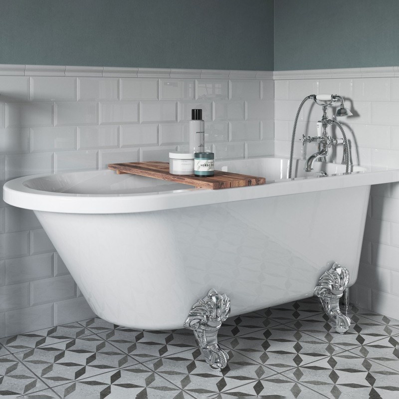 Aspen Freestanding 1700mm(l) x 750mm(w) x 650mm(h) 2 Tap Hole Corner Bath With Feet