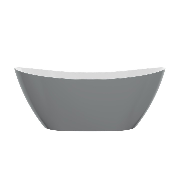 Lancer Matt Grey Freestanding Double Ended Luxury Bath & Chrome Integrated Waste - 1700mm(l) x 780mm(w) x 690mm(h)