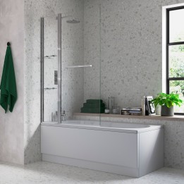 Chrome Two Panel Folding Hinged Bath Screen 1000mm(w) x 1500mm(h) - 6mm Glass - 180 Degree Pivot
