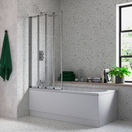 Chrome Framed Four Fold Multi-Hinged Bath Screen 800mm(w) x 1400mm(h) - 6mm Glass