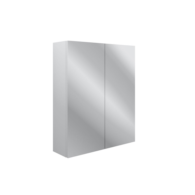 Kobe 600mm(w) 2 Door Mirrored Wall Unit - Satin White Ash