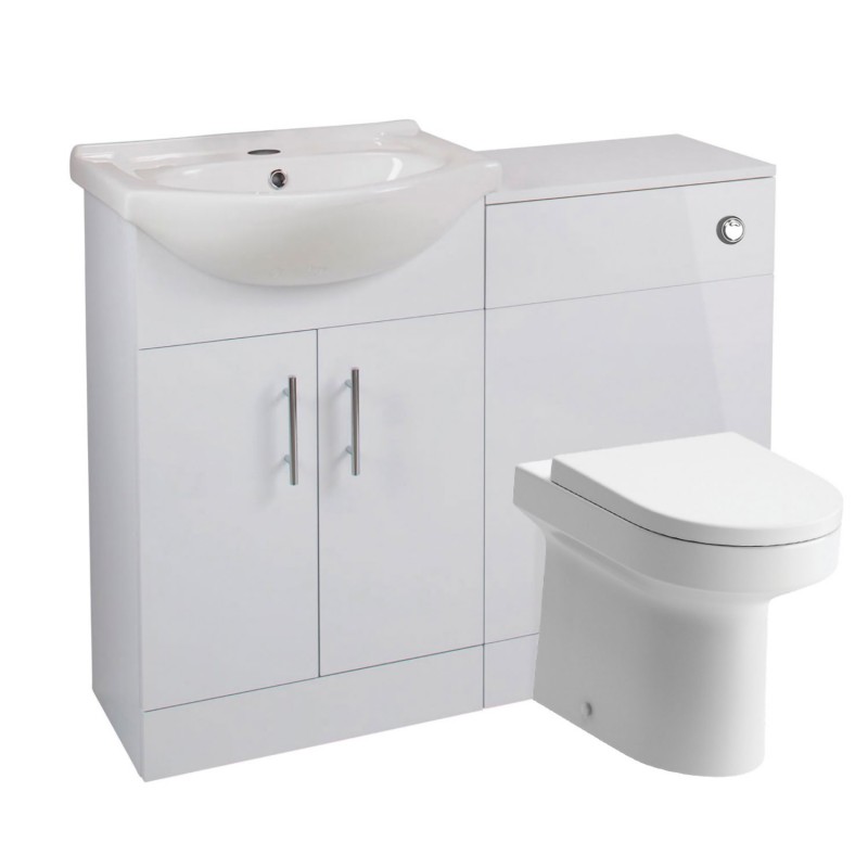 Kanazawa 560mm(w) Basin Unit & WC Toilet Unit Pack - White Gloss