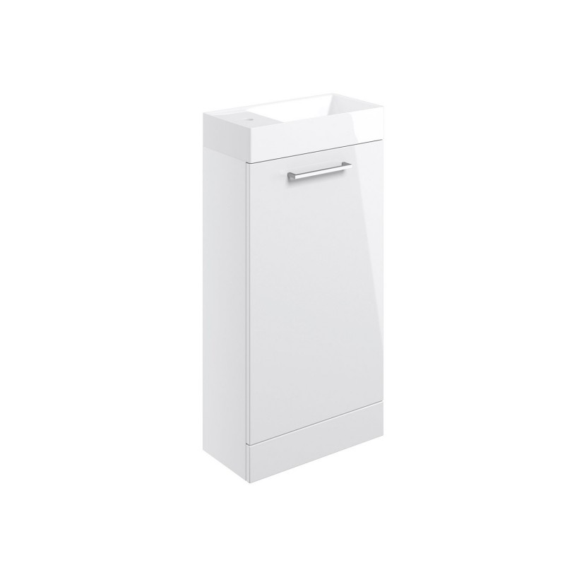Naha 410mm(w) Floor Standing 1 Door Basin Unit With Basin - White Gloss