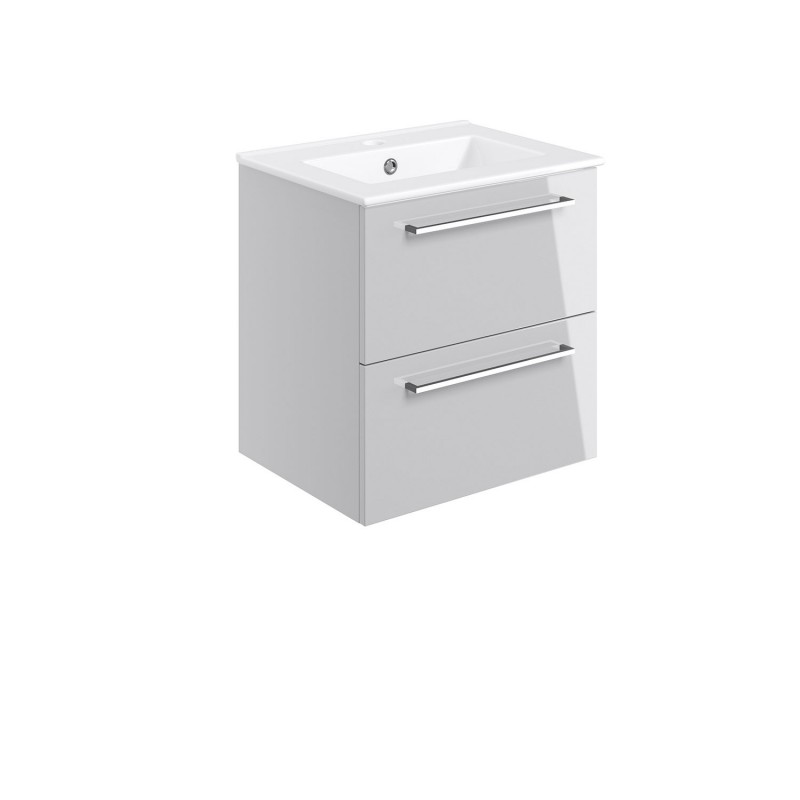 Naha 510mm(w) Wall Hung 2 Drawer Basin Unit With Basin - Grey Gloss