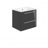 Naha 610mm(w) Wall Hung 2 Drawer Basin Unit With Basin - Anthracite Gloss