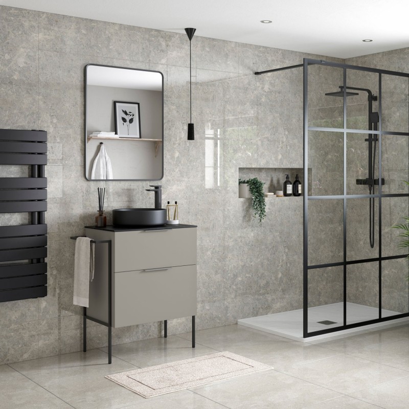 Yamagata Optional Frame With Integrated Towel Rail - Black