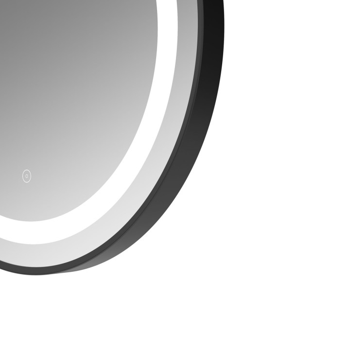 Oregon Matt Black 600mm Round Front-Lit LED Mirror