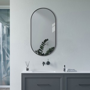 Virginia 400mm(w) x 800mm(h) Oblong Mirror - Matt Black