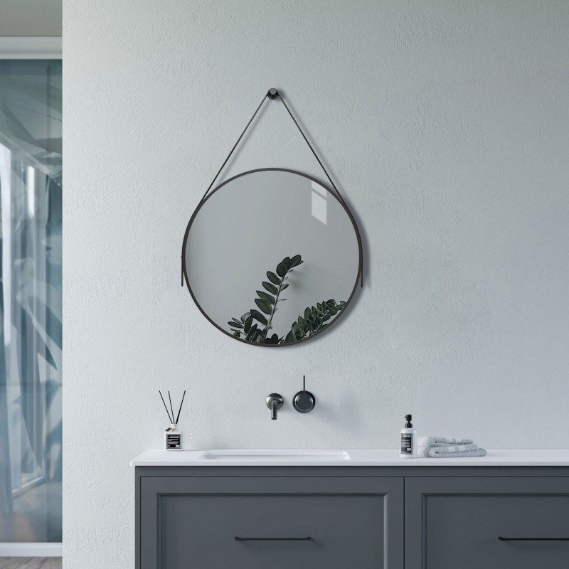 Nevada 600mm Round Mirror - Matt Black