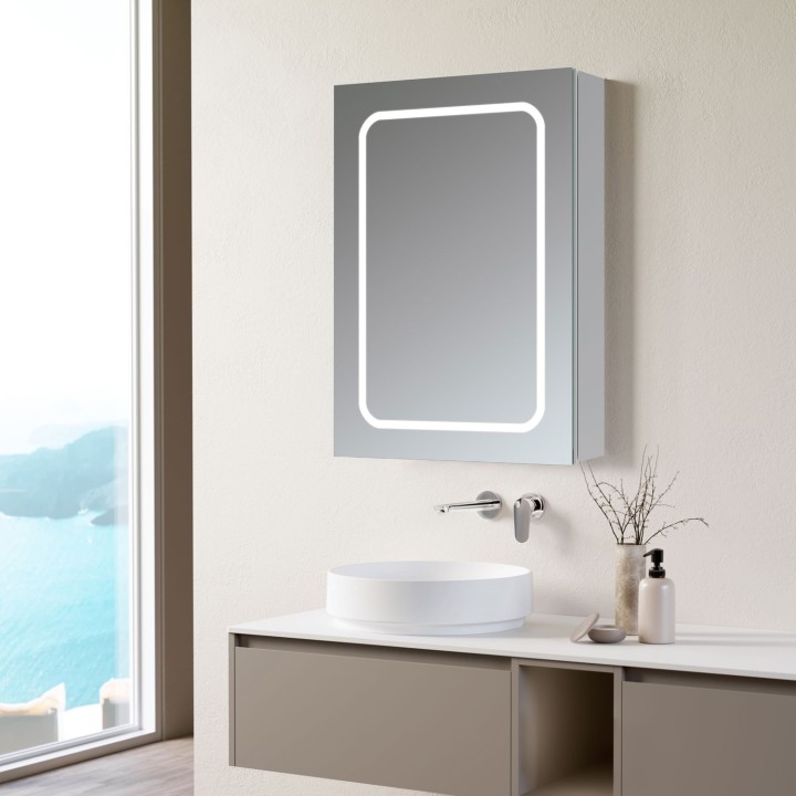 Washington 500mm(w) 1 Door Front-Lit LED Mirror Cabinet