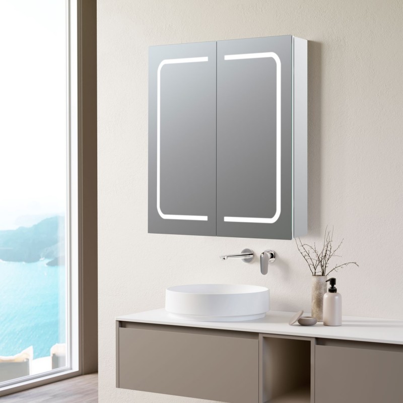 Washington 600mm(w) 2 Door Front-Lit LED Mirror Cabinet