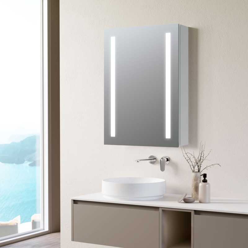 Missouri 500mm(w) 1 Door Front-Lit LED Mirror Cabinet