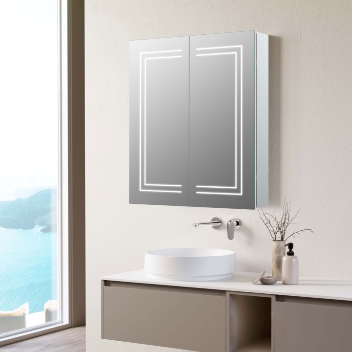 California 600mm(w) 2 Door Front-Lit LED Mirror Cabinet