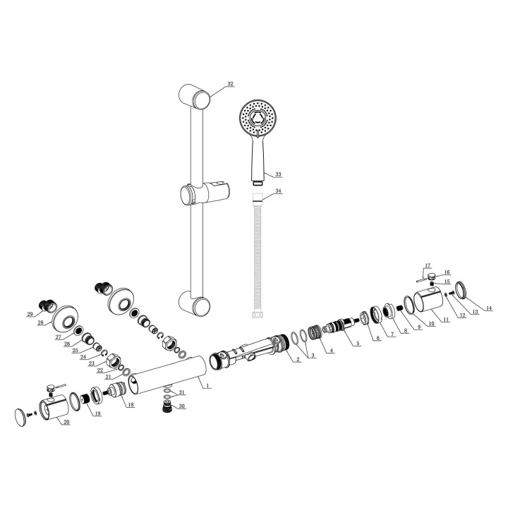 Ronda Chrome Cool-Touch Round Thermostatic Bar Shower Mixer