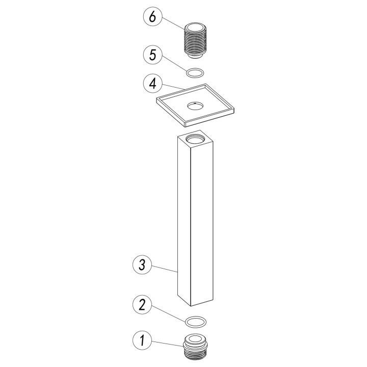 Chrome Square Ceiling Mounted Shower Head Arm - 180mm (h)