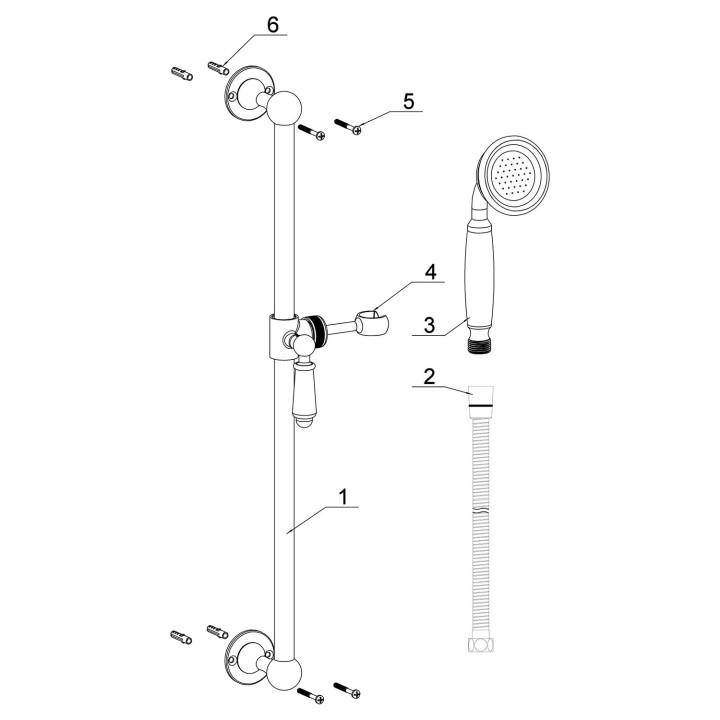 Toldeo Chrome & White Traditional Shower Slide Rail Kit
