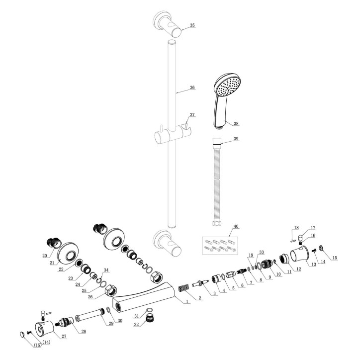 Vigo Chrome Round Thermostatic Bar Shower Mixer