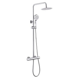 Ronda Chrome Cool-Touch Round Thermostatic Shower Mixer with Riser & Overhead Kit (200mm Shower Head)