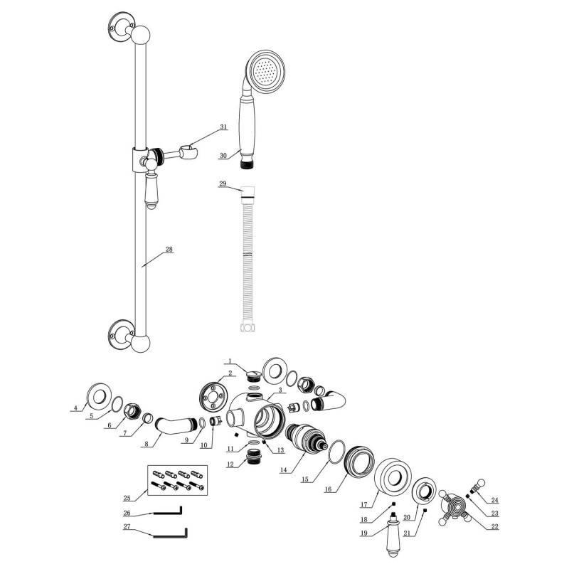 Toledo Shower Pack 1 - Concentric Single Outlet & Riser Kit