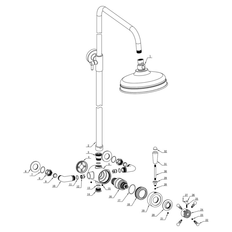 Toledo Shower Pack 2 - Concentric Single Outlet & Overhead Shower Kit